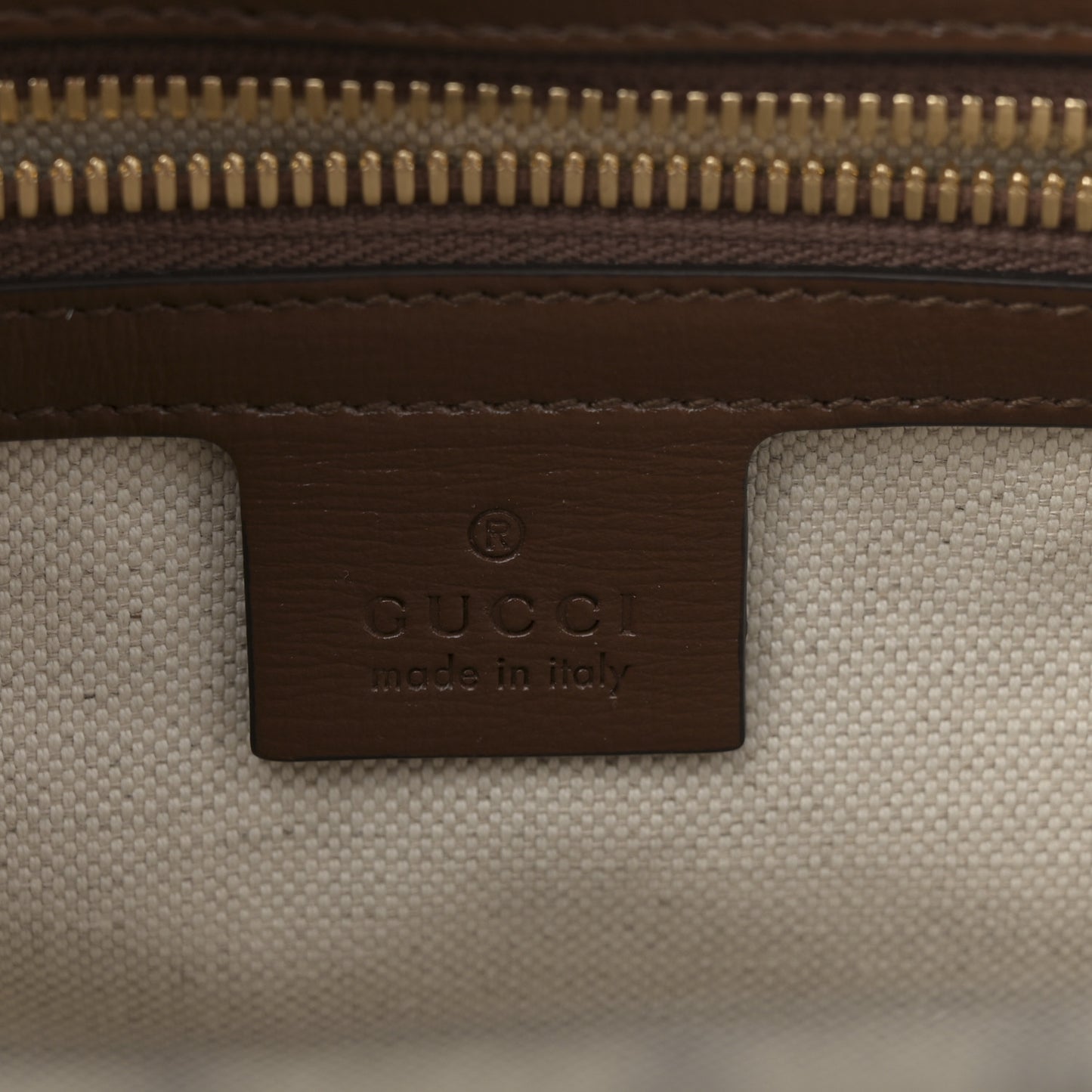 GG Supreme Monogram Azalea Calfskin Small Retro Interlocking G Tote Bag Beige Ebony Brown Sugar