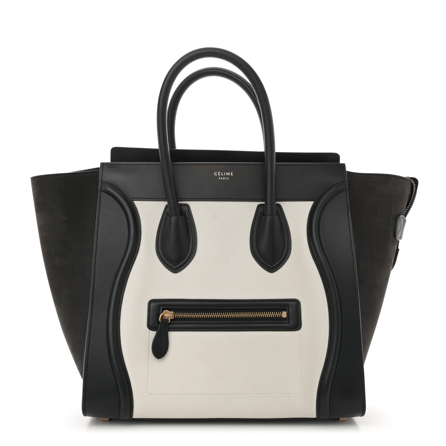 Celine Nubuck Drummed Calfskin Mini Bi-Color Luggage Black White 1 of 11