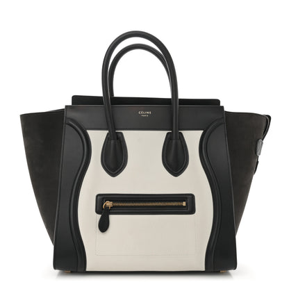Celine Nubuck Drummed Calfskin Mini Bi-Color Luggage Black White 1 of 11