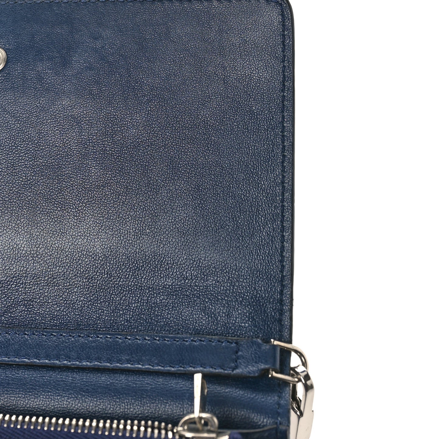 Calfskin Studded Pandora Chain Wallet Navy