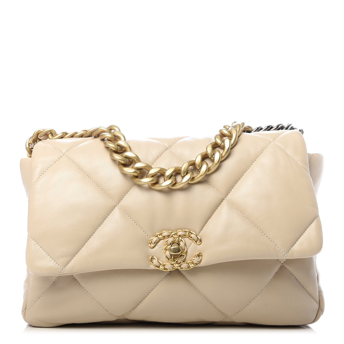 Quilted Large 19 Flap Beige