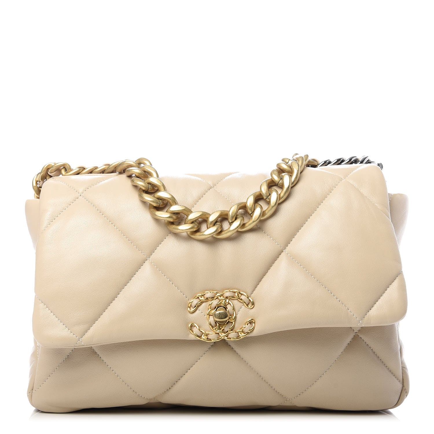 Chanel Quilted Large 19 Flap Beige 1 of 10
