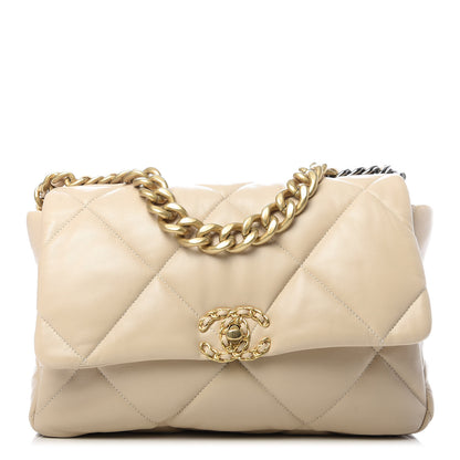 Chanel Quilted Large 19 Flap Beige 1 of 10