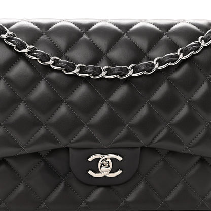 Chanel Lambskin Quilted Jumbo Double Flap Dark Grey 8 of 10