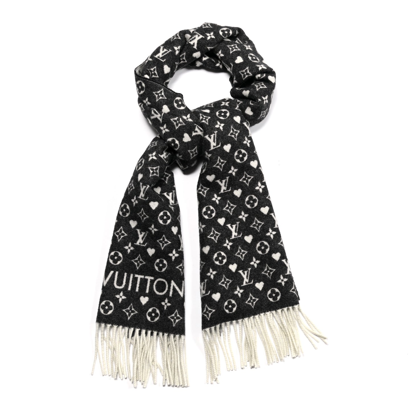 Cashmere Monogram Game On Scarf Black
