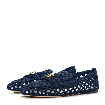 Chanel Raffia Braided CC Mocassin Loafers 40.5 Navy 3 of 8