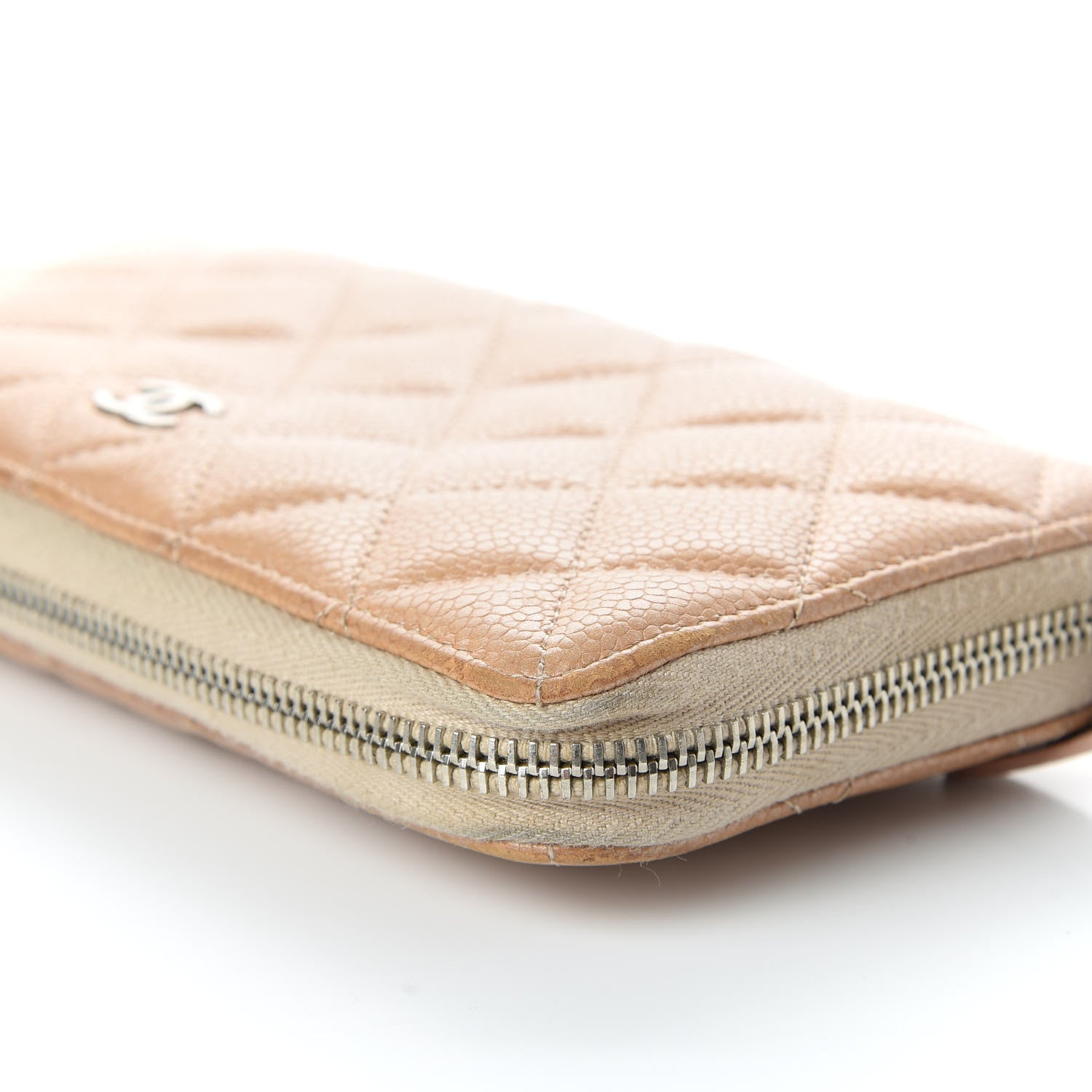 Chanel Pearly Caviar Quilted Large Gusset Zip Around Wallet Gold 10 of 11