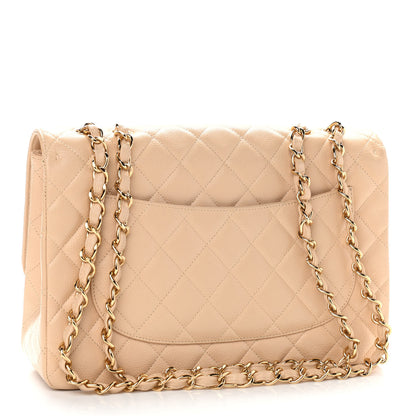 Chanel Caviar Quilted Jumbo Single Flap Beige 2 of 13