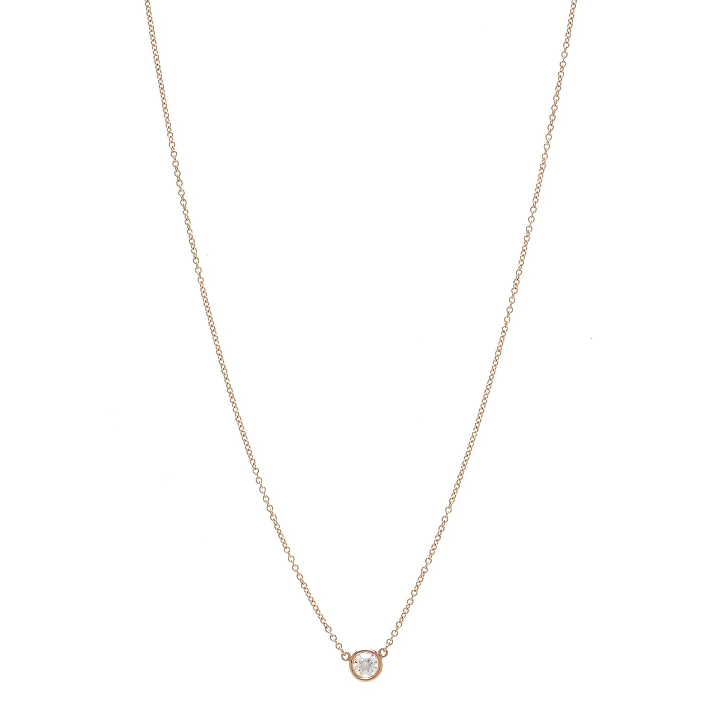 18K Rose Gold Diamond .25ct Elsa Peretti Diamonds by the Yard Pendant Necklace