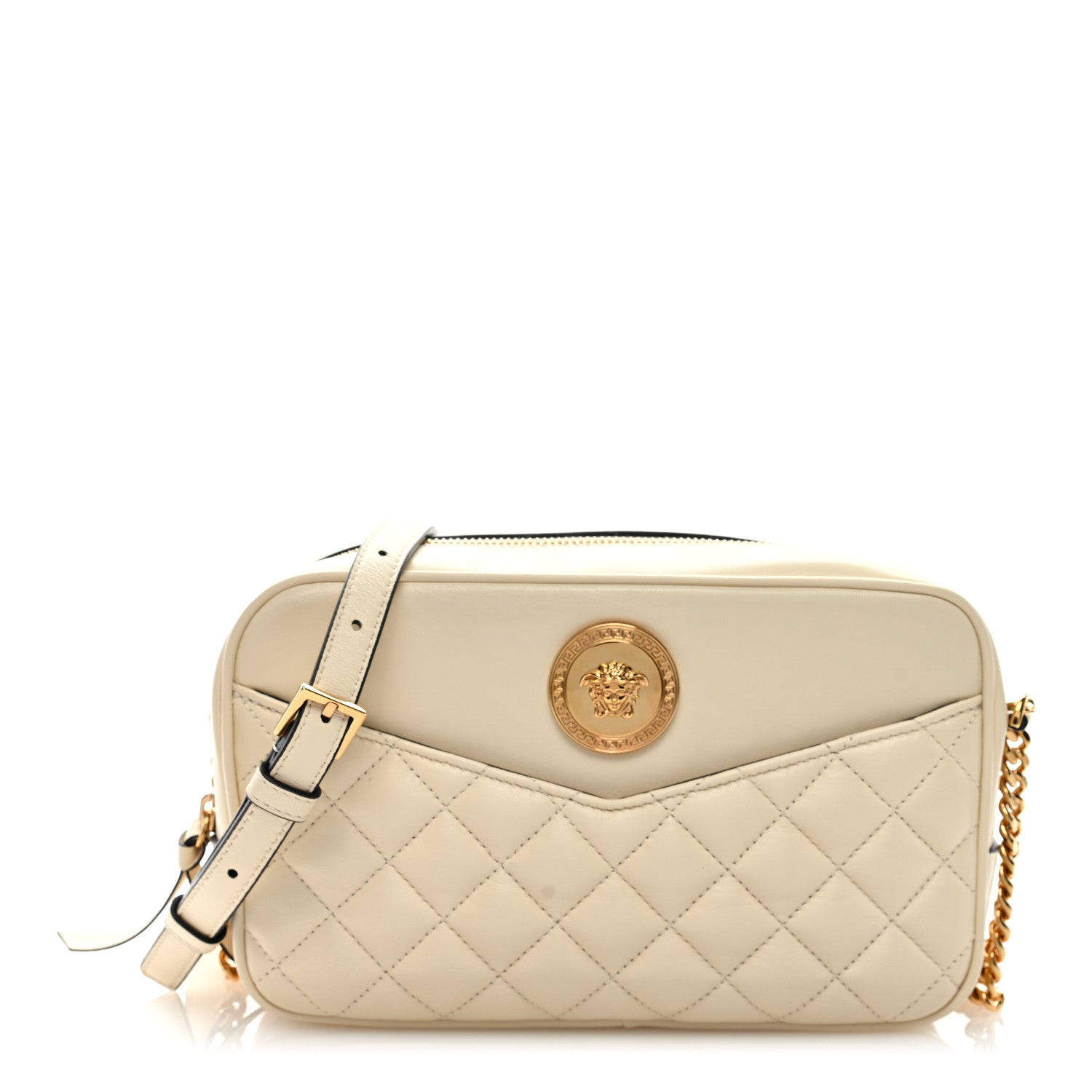 Versace Nappa Quilted Medium Medusa Camera Bag Ecru 1 of 8