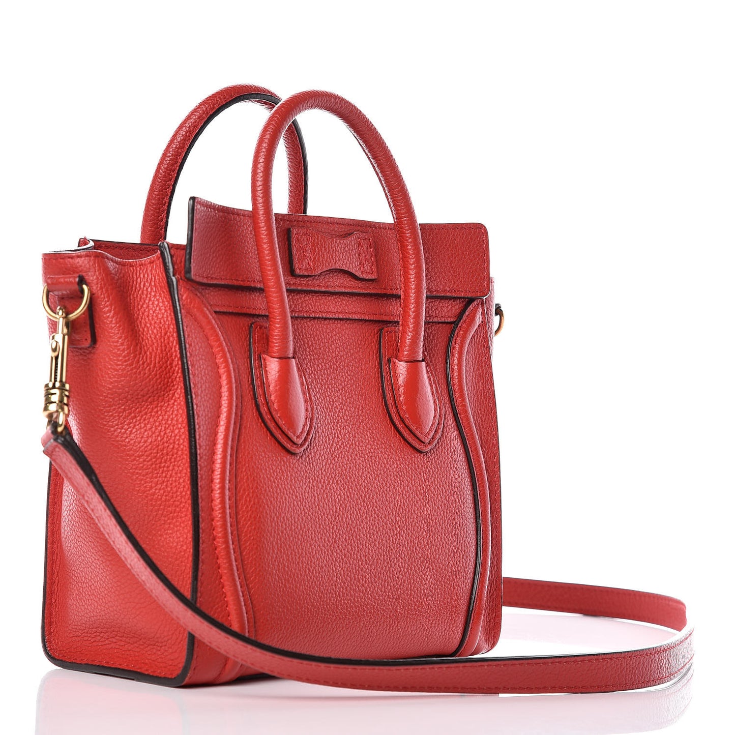 Drummed Calfskin Nano Luggage Coquelicot