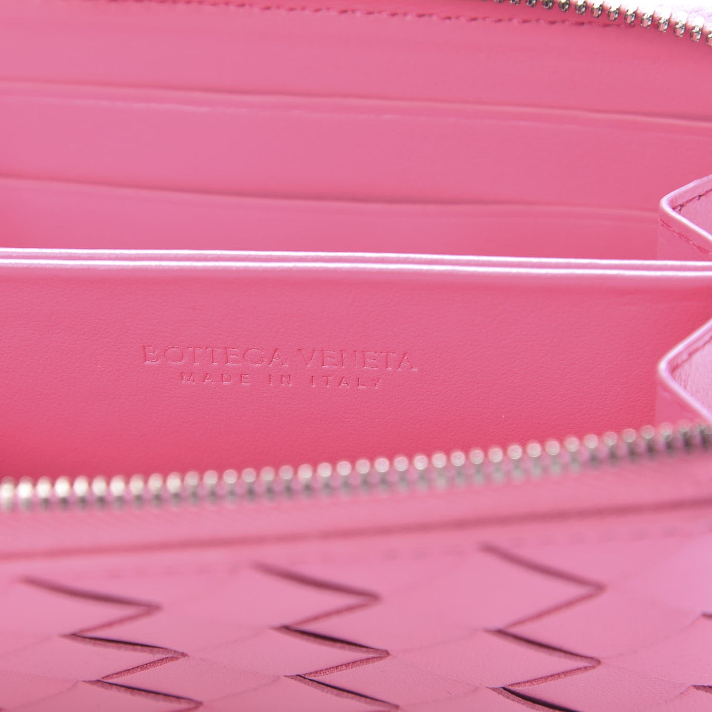 Nappa Intrecciato Zip Around Coin Purse Pink