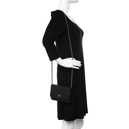 Chanel Lambskin Quilted Wallet On Chain WOC Black 2 of 16