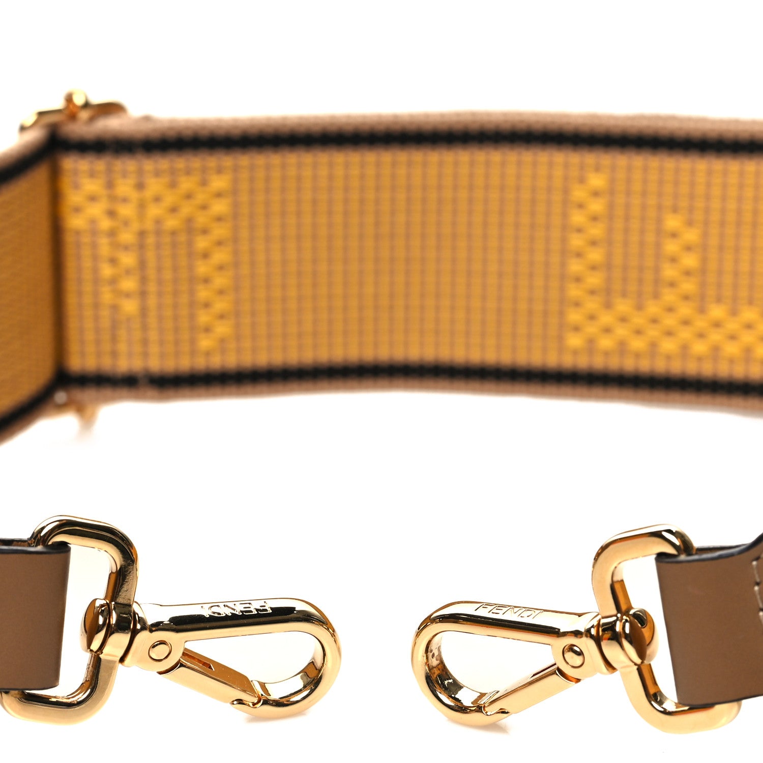 Fendi Cannete Ribbon Poly Vitello King Logo Adjustable Strap You Miele Scuro Black Minos 3 of 5