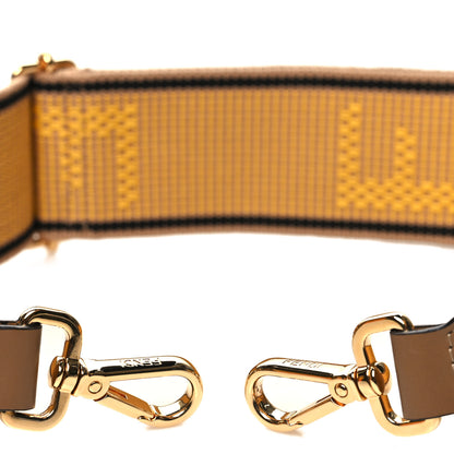Fendi Cannete Ribbon Poly Vitello King Logo Adjustable Strap You Miele Scuro Black Minos 3 of 5