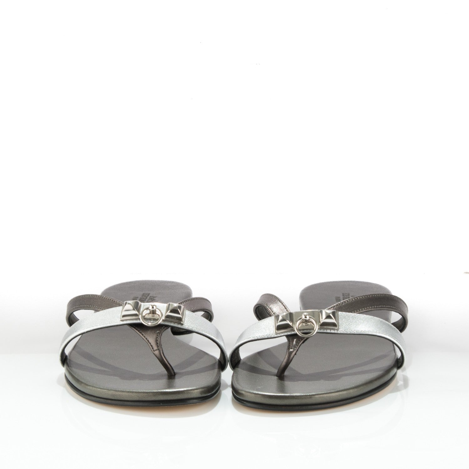 Hermes Nappa Calfskin Corfou Sandals 38 Canon De Fusil Argent 2 of 7