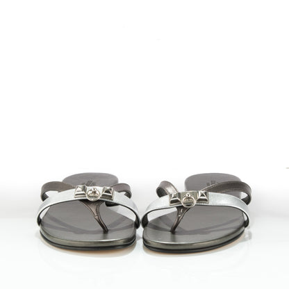 Hermes Nappa Calfskin Corfou Sandals 38 Canon De Fusil Argent 2 of 7