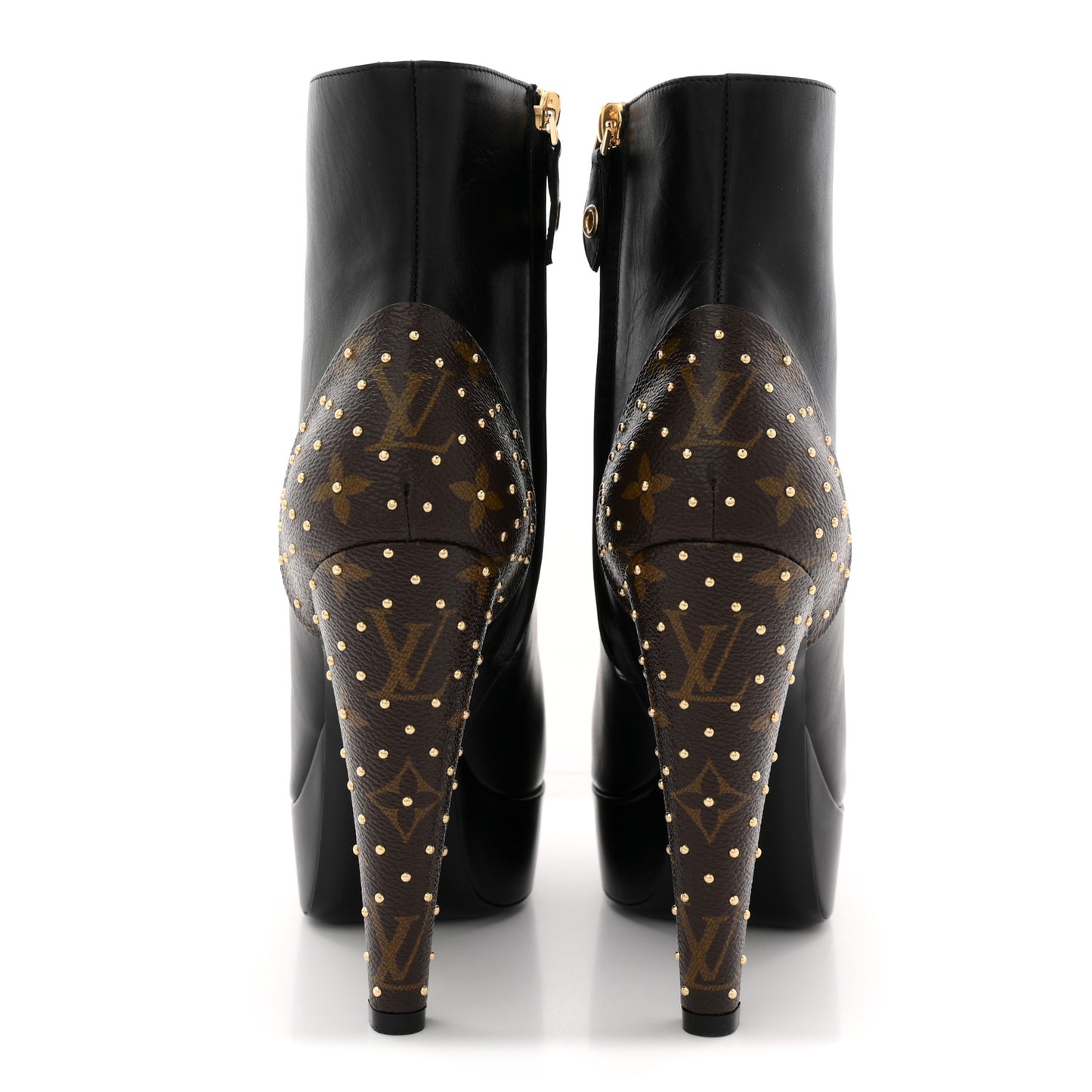 Soft Calfskin Monogram Afterglow Platform Ankle Boots 39 Black