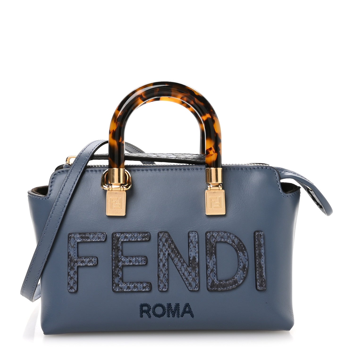 Fendi Vitello King Plexiglass Elaphe Python Print Logo Mini By The Way Mirto 1 of 10