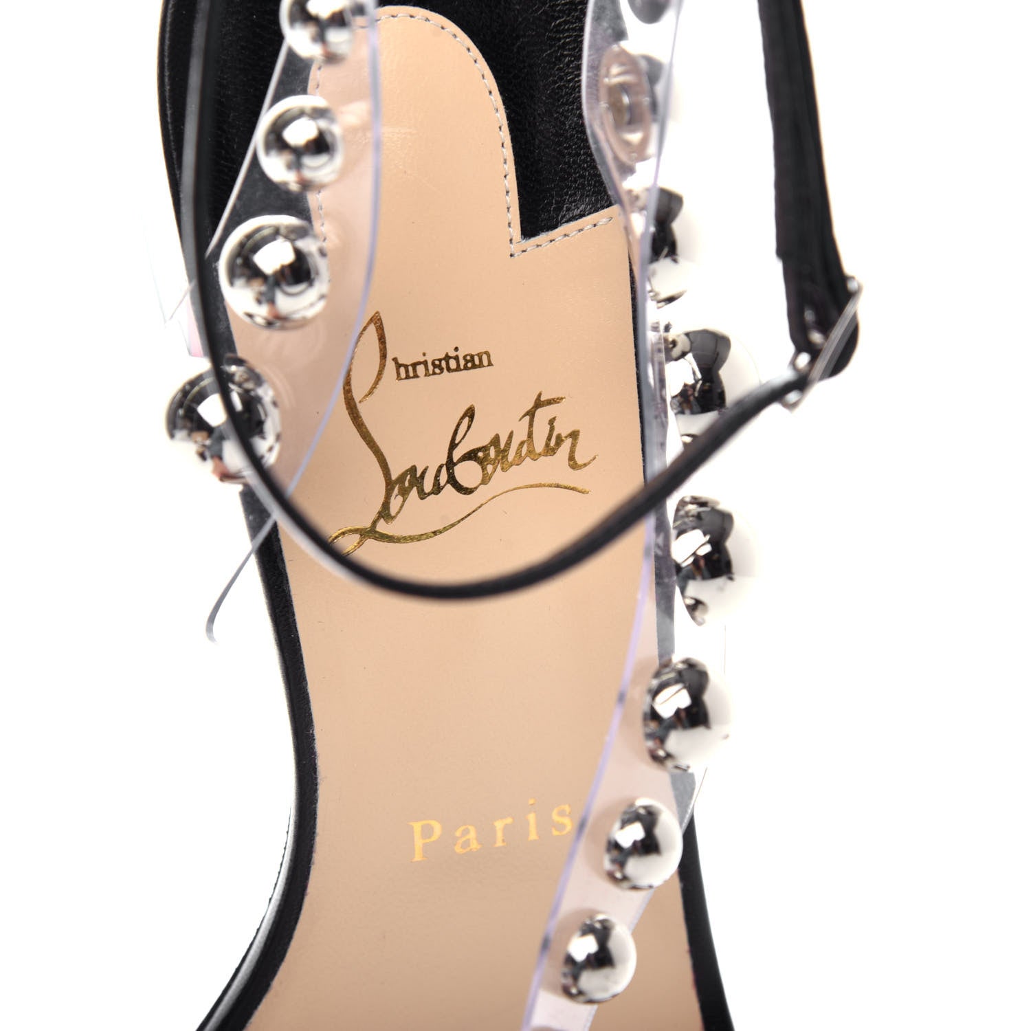 Christian Louboutin Calfskin PVC Corinne 55 Sandals 39 Black 8 of 10