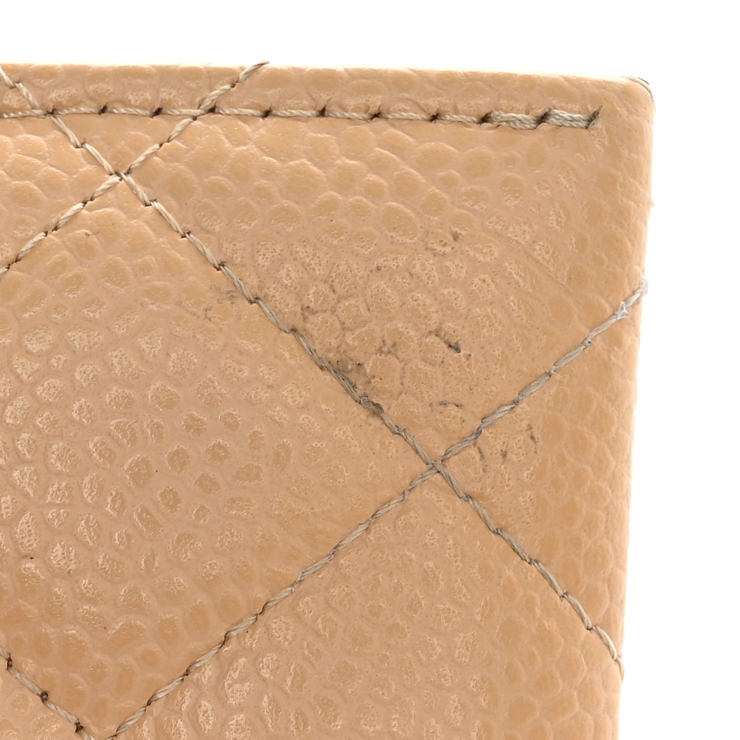 Caviar Quilted Card Holder Beige