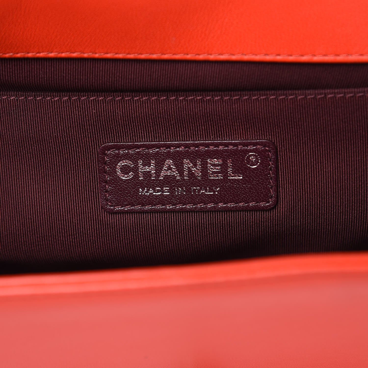 Chanel Wrinkled Lambskin Chevron Quilted Medium Boy Flap Orange 6 of 15