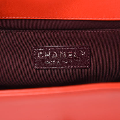 Chanel Wrinkled Lambskin Chevron Quilted Medium Boy Flap Orange 6 of 15