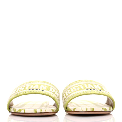 Christian Dior Canvas Check'N'Dior Pop Embroidered Dway Flat Slide Sandals 36 Chartreuse 3 of 11