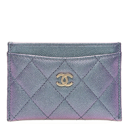 Chanel Iridescent Caviar Quilted Card Holder Dark Blue 1 of 7