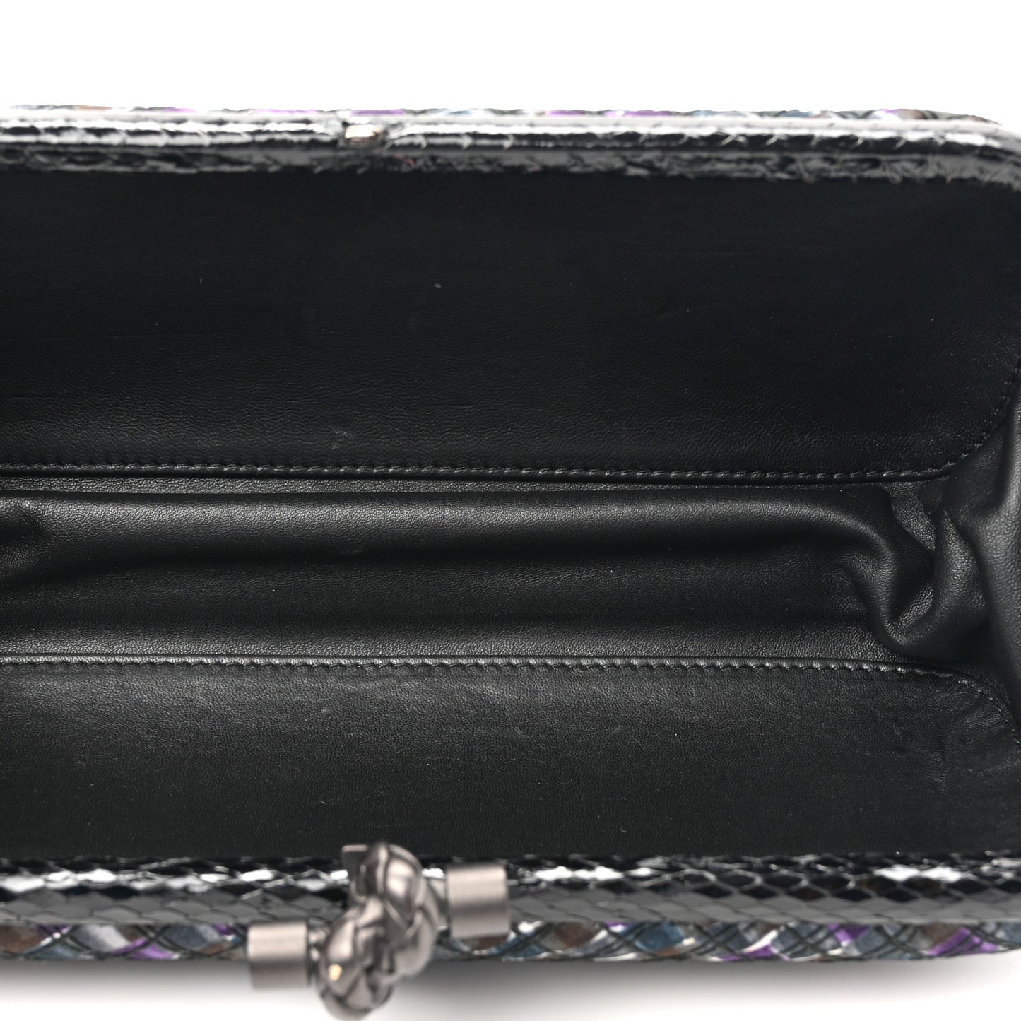 Satin Intreccio Impero Ayers Stretch Knot Clutch Purple Black Multicolor