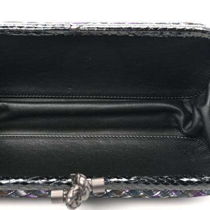 Bottega Veneta Satin Intreccio Impero Ayers Stretch Knot Clutch Purple Black Multicolor 5 of 11