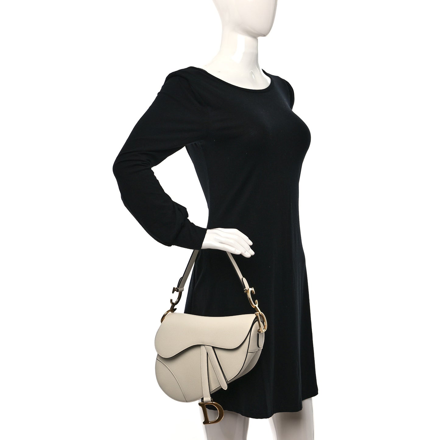 Grained Calfskin Saddle Bag White