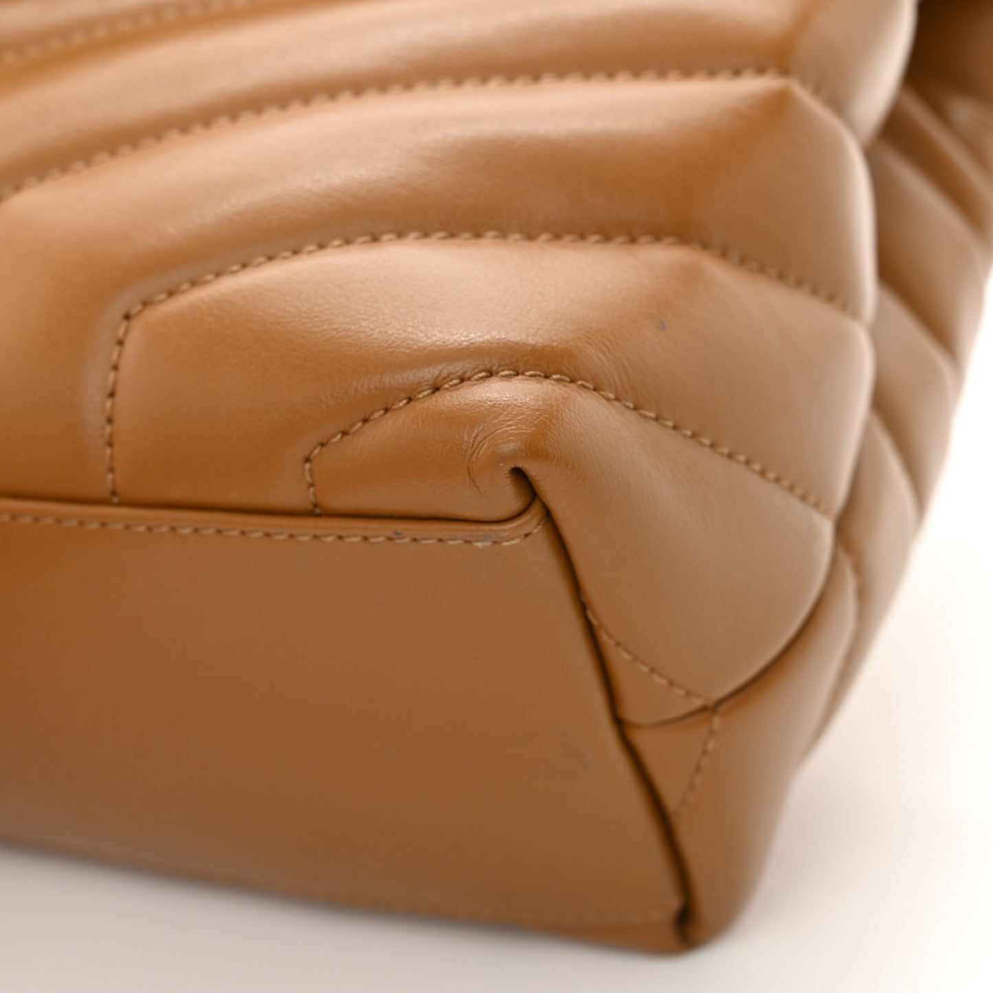 Calfskin Y Quilted Monogram Small Loulou Chain Satchel Dark Natural