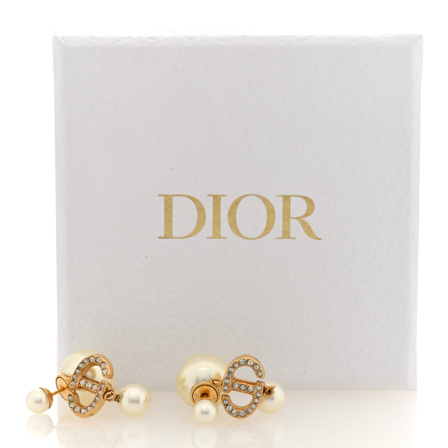 Pearl Crystal Tribal CD Drop Earrings Gold