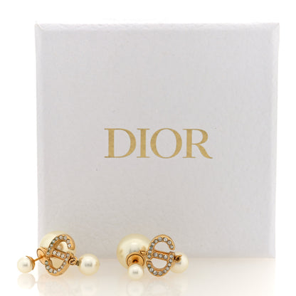 Christian Dior Pearl Crystal Tribal CD Drop Earrings Gold 5 of 5