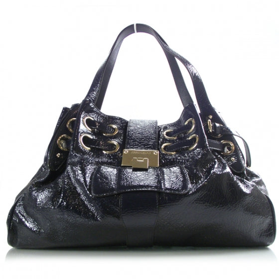 Crushed Patent Riki Bag Blue