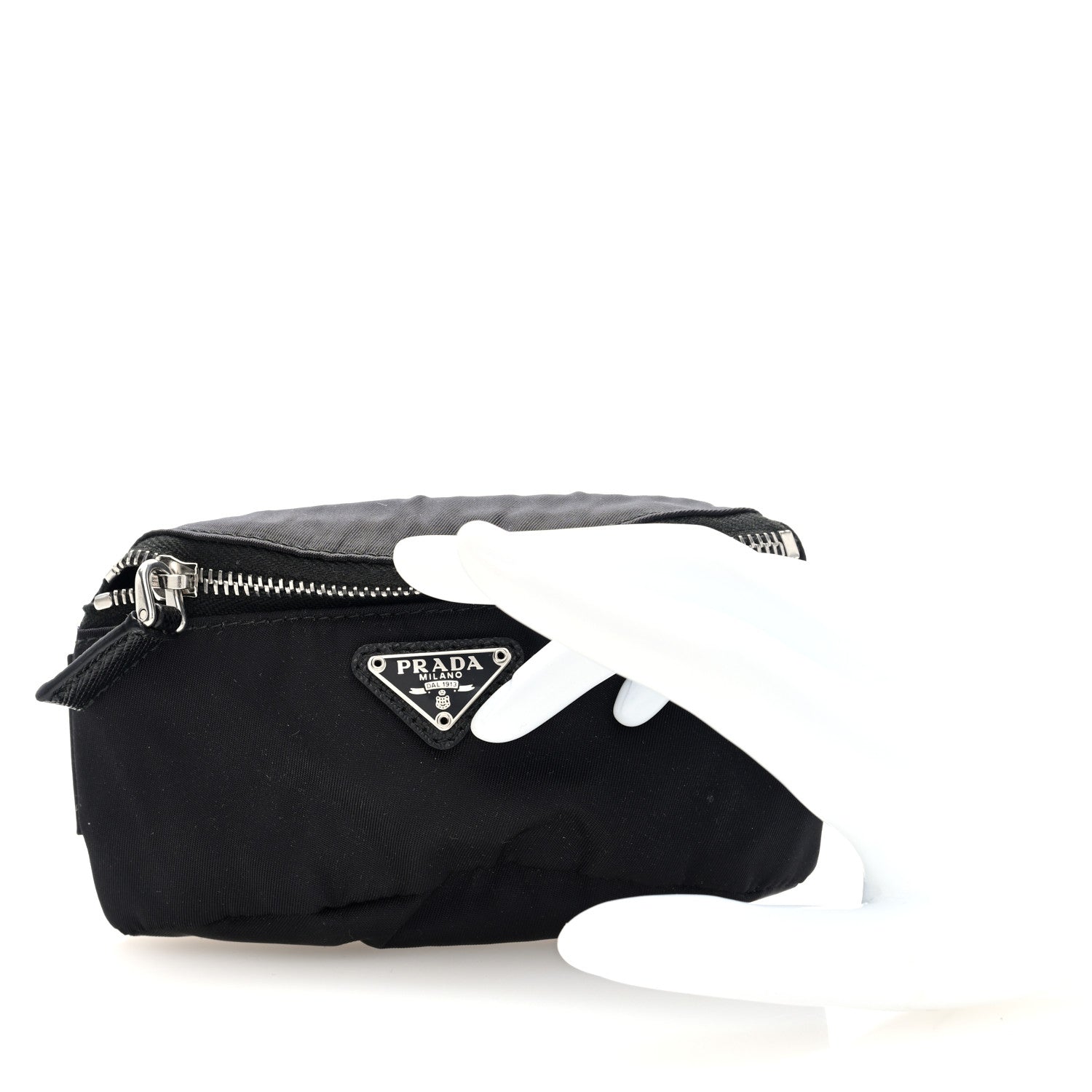 Prada Re-Nylon Travel Saffiano Metal Triangle Logo Mini Arm Pouch Black 2 of 5