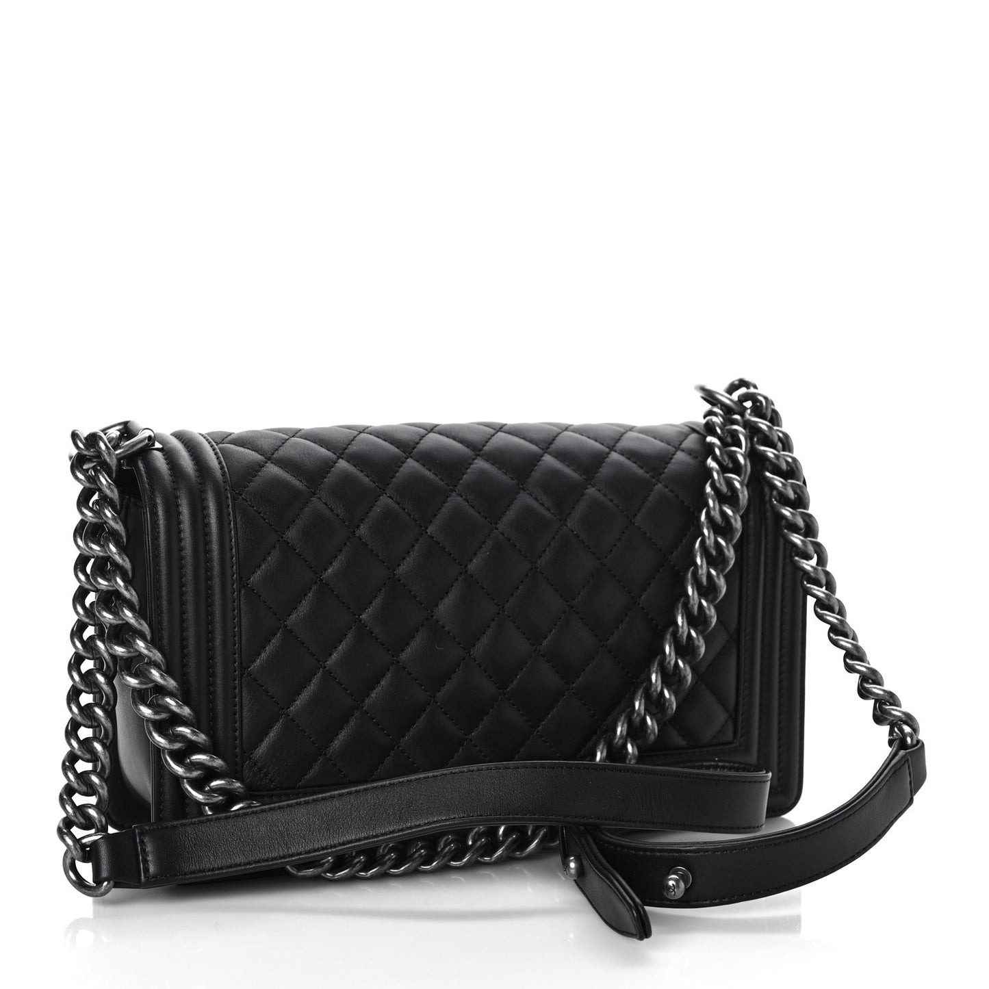 Calfskin Quilted Medium Boy Flap Black
