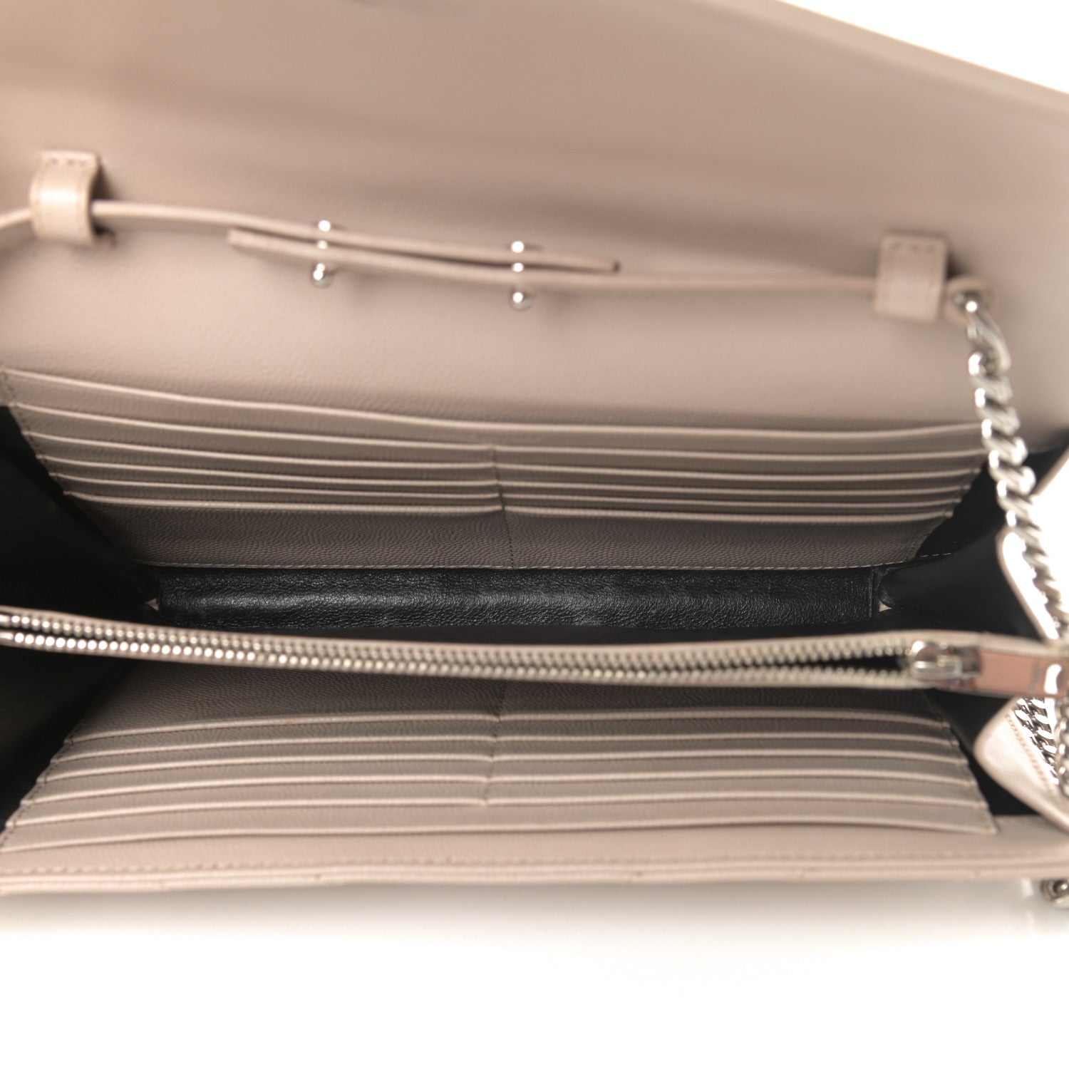 Saint Laurent Grain De Poudre Matelasse Chevron Monogram Chain Wallet Rose Poudre 5 of 18