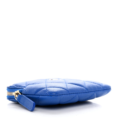 Chanel Caviar Quilted Zip Card Holder Wallet Blue 4 of 8