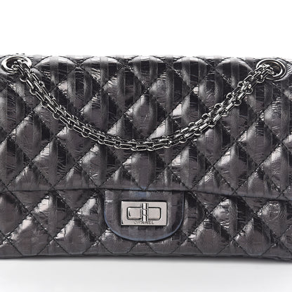 Chanel Metallic Aged Calfskin Striped Accordion Reissue 2.55 Flap Black 8 of 10