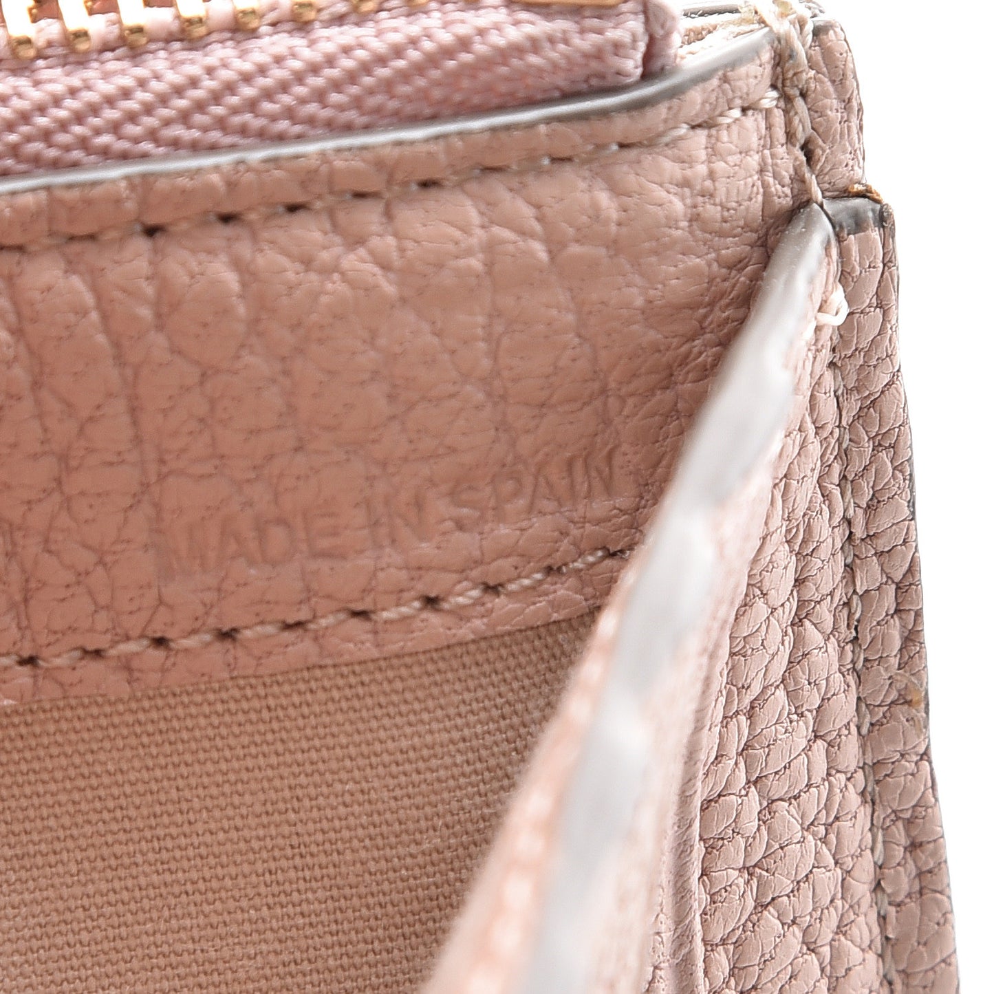 Grained Calfskin Drew Card Holder Cement Pink