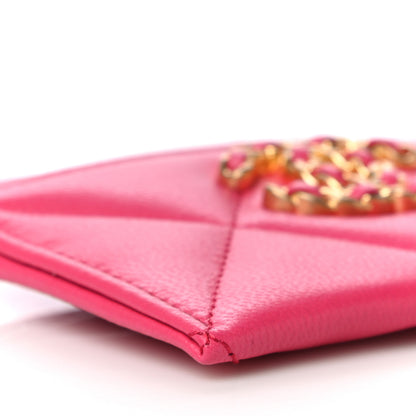 Chanel Shiny Goatskin Quilted 19 Card Holder Dark Pink 9 of 10