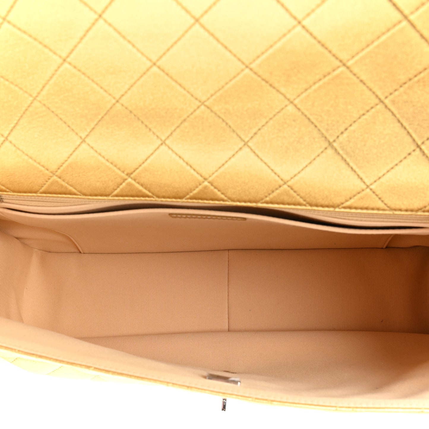 Metallic Calfskin Quilted Small XXL Travel Flap Bag Gold