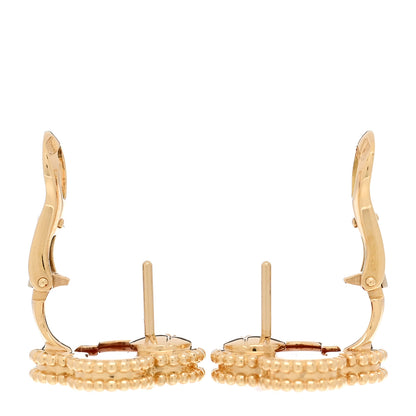 Van Cleef & Arpels 18K Yellow Gold Carnelian Vintage Alhambra Earrings 3 of 5