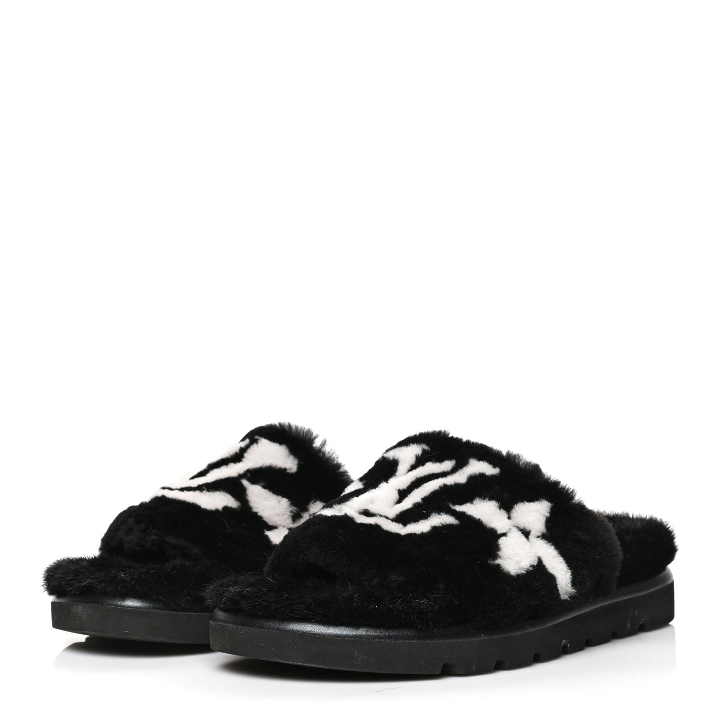 Shearling Monogram Giant Paseo Flat Comfort Mule 39 Black