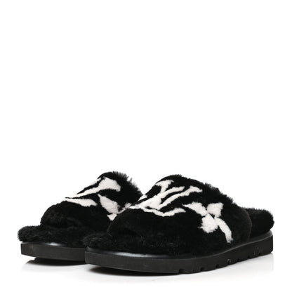 Louis Vuitton Shearling Monogram Giant Paseo Flat Comfort Mule 39 Black 3 of 9