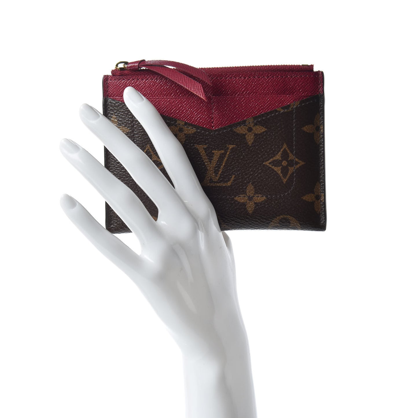 Monogram Zipped Card Holder Fuchsia