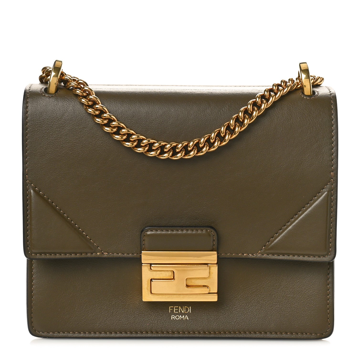 Fendi Vitello Grace Matte Small Kan U Shoulder Bag Wood 1 of 8
