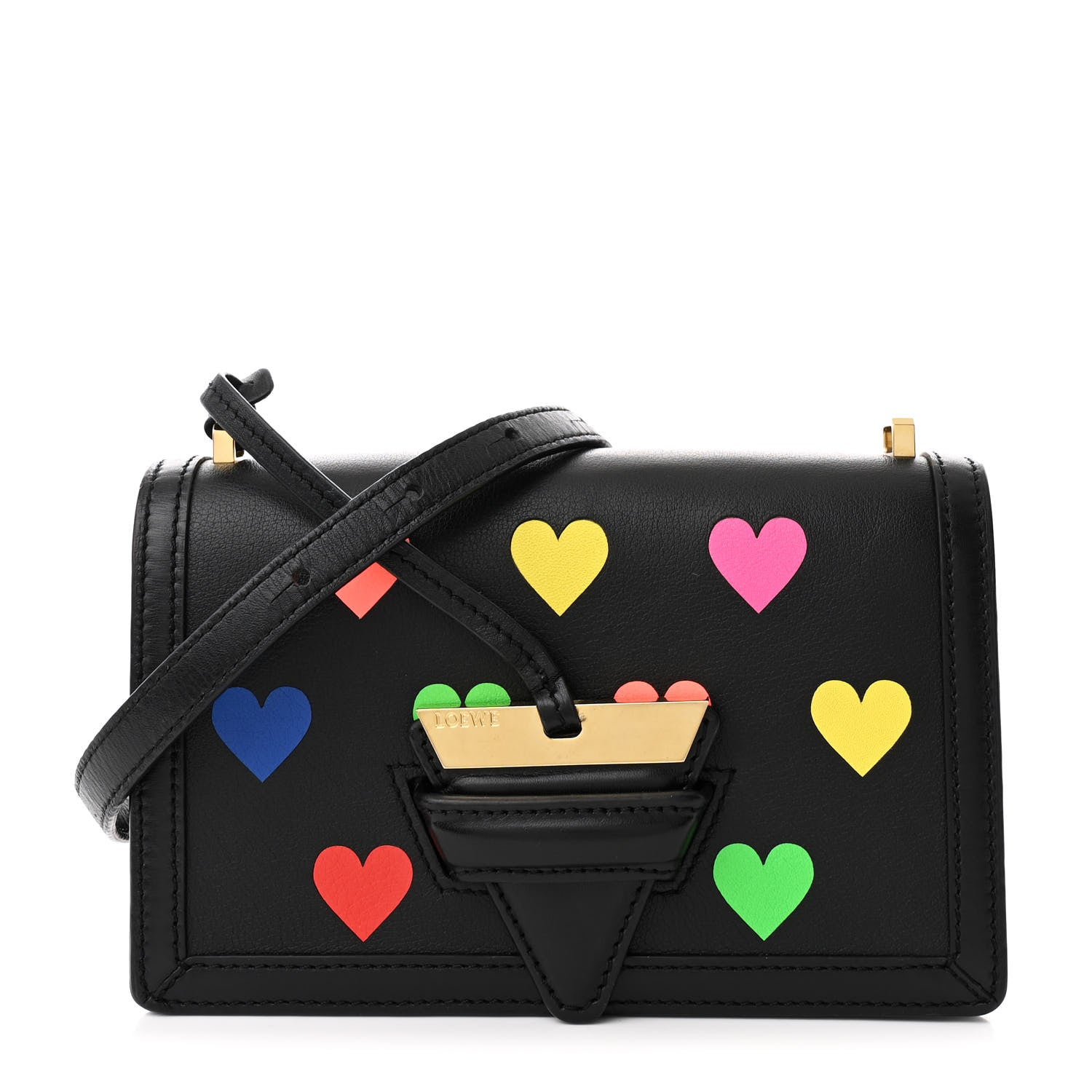 Loewe Calfskin Hearts Small Barcelona Shoulder Bag Black 1 of 10